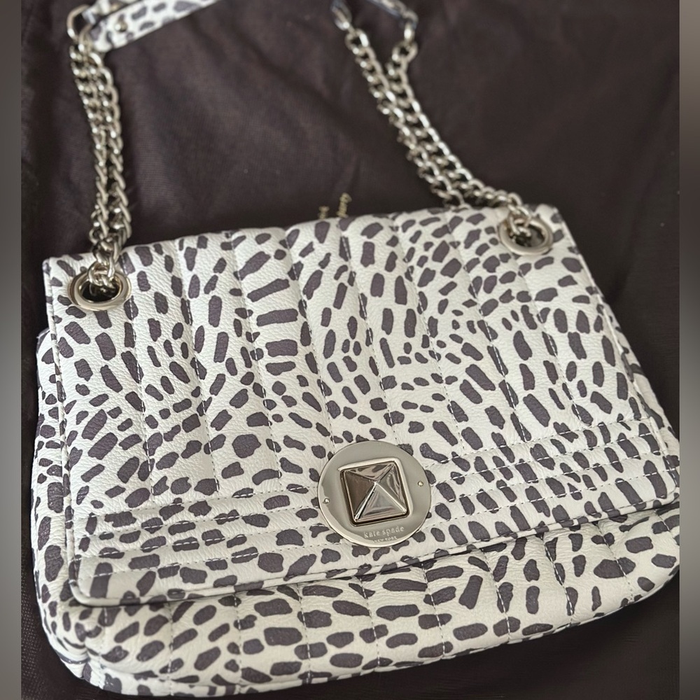 Kate Spade Evangeline Quilted Chain Puffer Turnlock Convertible Bag Purse Safari